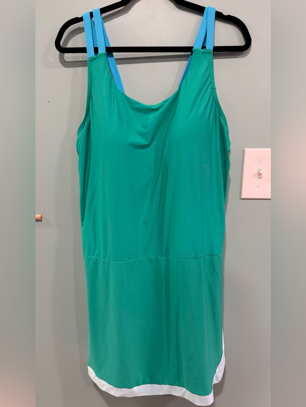 Lands End Teal Swim  Dress One Piece in Mint with Light Blue Straps